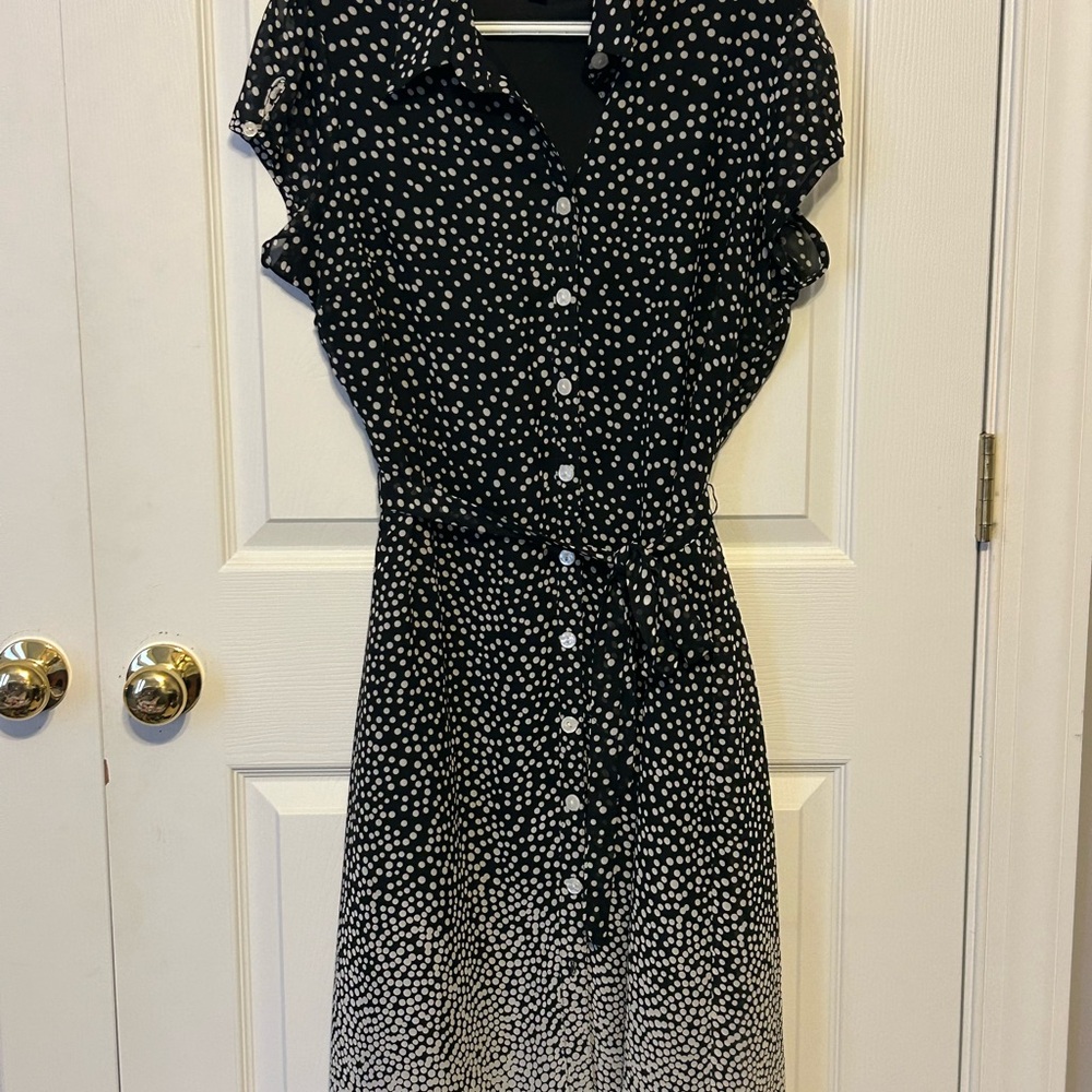 Voir Voir Black and White Polka Dot Midi Dress